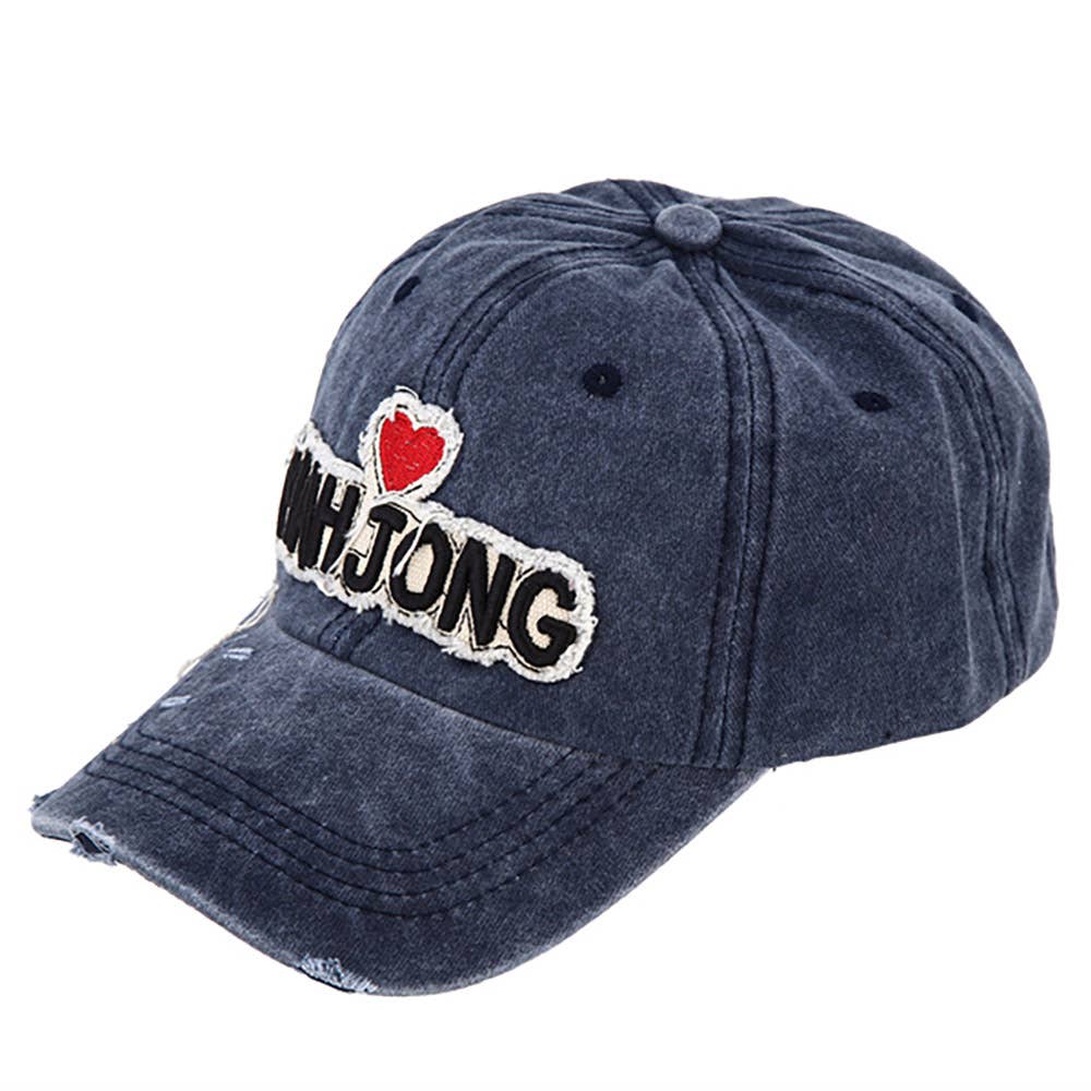 Heart Mahjong Letter Patch Vintage Distressed Baseball Hat