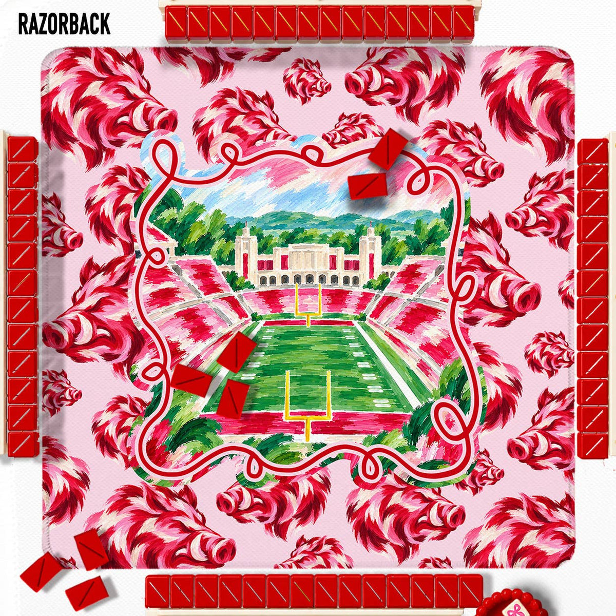 Mahjong Mat 31" Razorback Football
