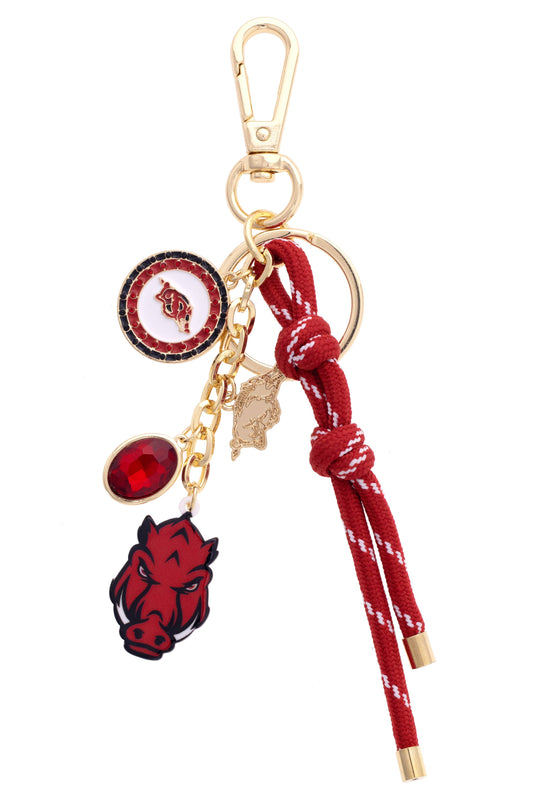 Arkansas Razorbacks Cluster Bag Charm in Crimson