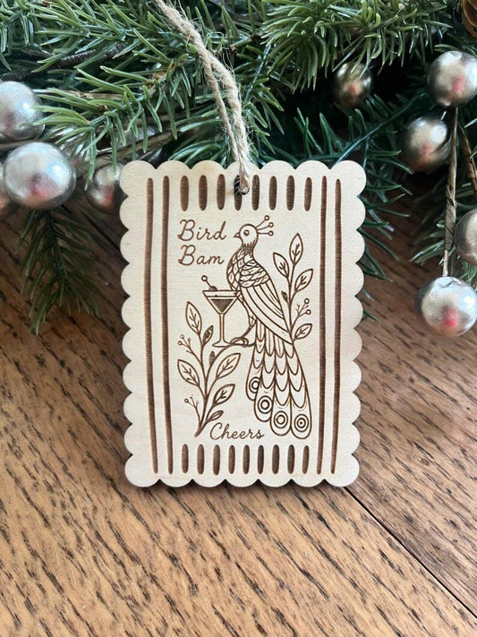 Mahjong bird bam cheers Christmas Ornament, Wooden Mahjong Player Ornament Gift, Girls Game Night Lover Gift
