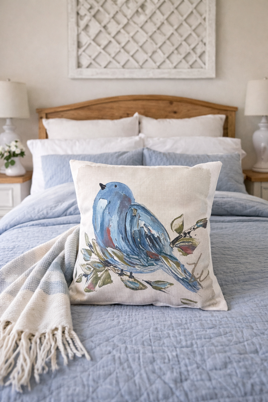 Blue Bird Pillow - Can You Say Bird Bam?!