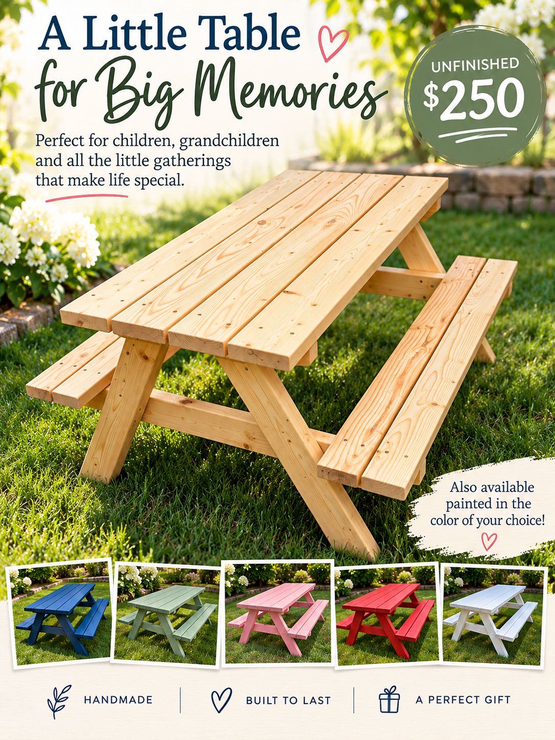 Children's Wooden Picnic Table
