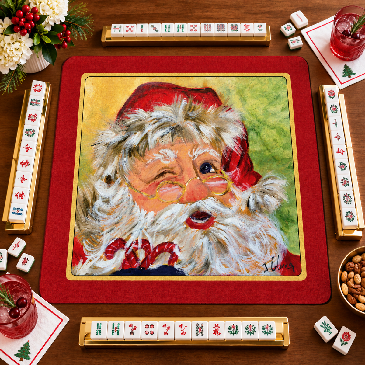 Santa Mahjong Mat | Original Artwork by Judy Glover