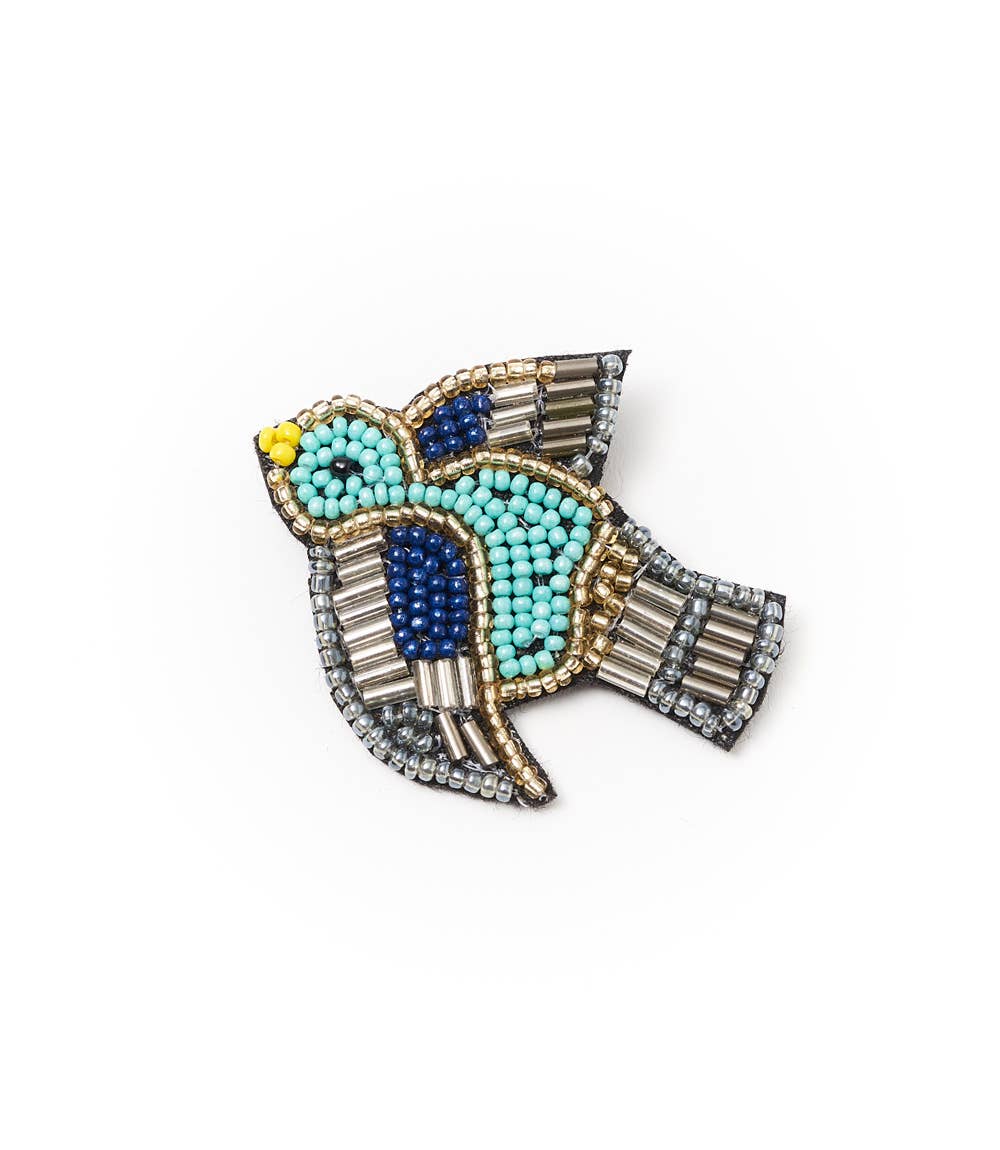 Bala Mani Beaded Bird Brooch Pin - Handmade, Fair Trade