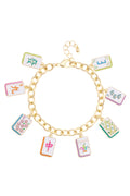 Wanna Mahj?! Enamel Charm Bracelet in Pastel Mutli